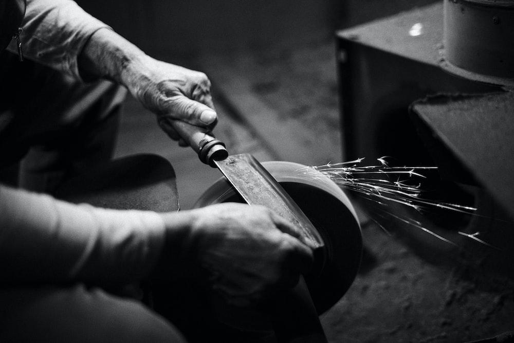 A man sharping his knife