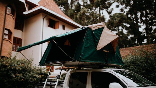 Black and Green Tent on White Car