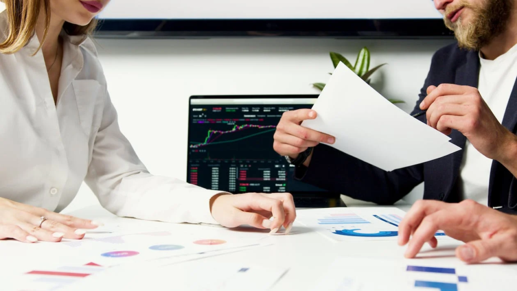 Man and woman on a business meeting.