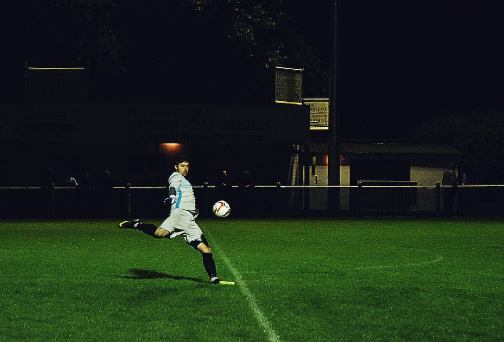 man playing football