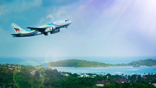 White and Blue Passenger Airplane Aerial Photography