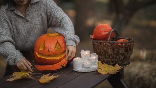 Pumpkin on Brown Wooden Table