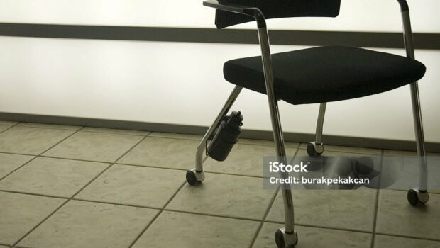 Office chair with canteen attached,