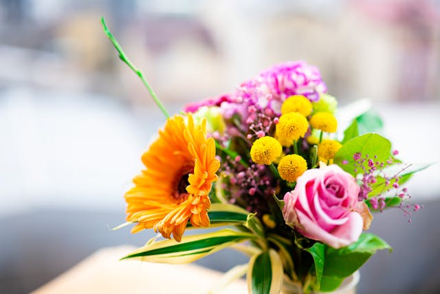 A flower bouquet on the table